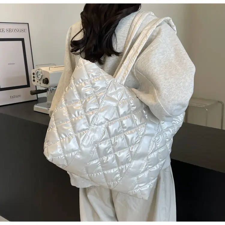 White Quilted Rhombus Shoulder Bag for Women — feature 33