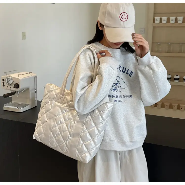 White Quilted Rhombus Shoulder Bag for Women — feature 34