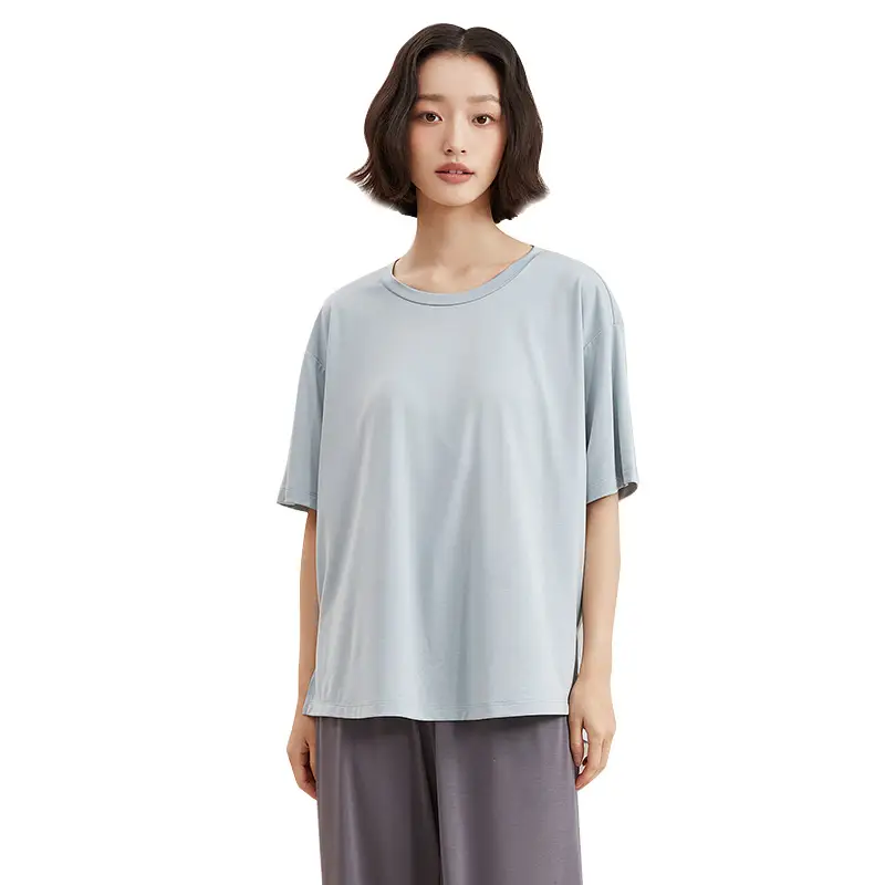 [Cool Feeling with Breast Pads] Summer Pajamas Women's Short Sleeve Shorts Trousers Ice Silk Large Size Can Be Weared Outside Home Clothes Set