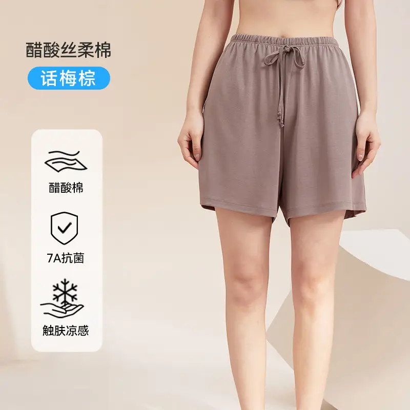 [Cool Feeling with Breast Pads] Summer Pajamas Women's Short Sleeve Shorts Trousers Ice Silk Large Size Can Be Weared Outside Home Clothes Set