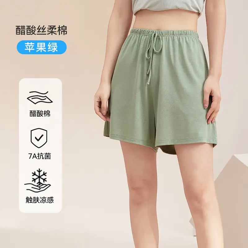 [Cool Feeling with Breast Pads] Summer Pajamas Women's Short Sleeve Shorts Trousers Ice Silk Large Size Can Be Weared Outside Home Clothes Set