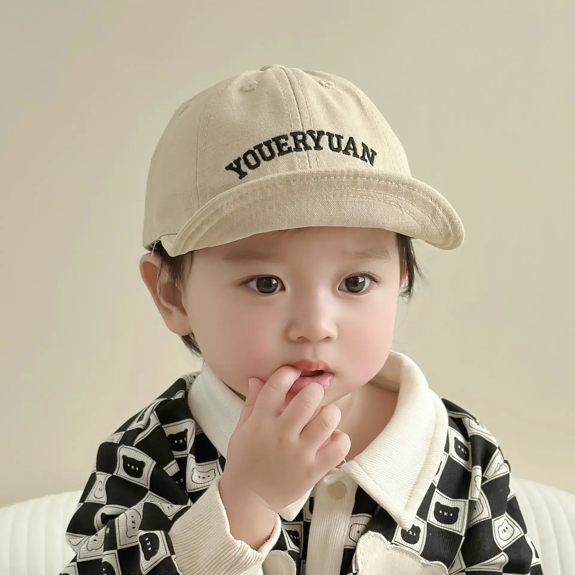 Baby Beaded Cap with "Yoder Yuan" Print - Image 3