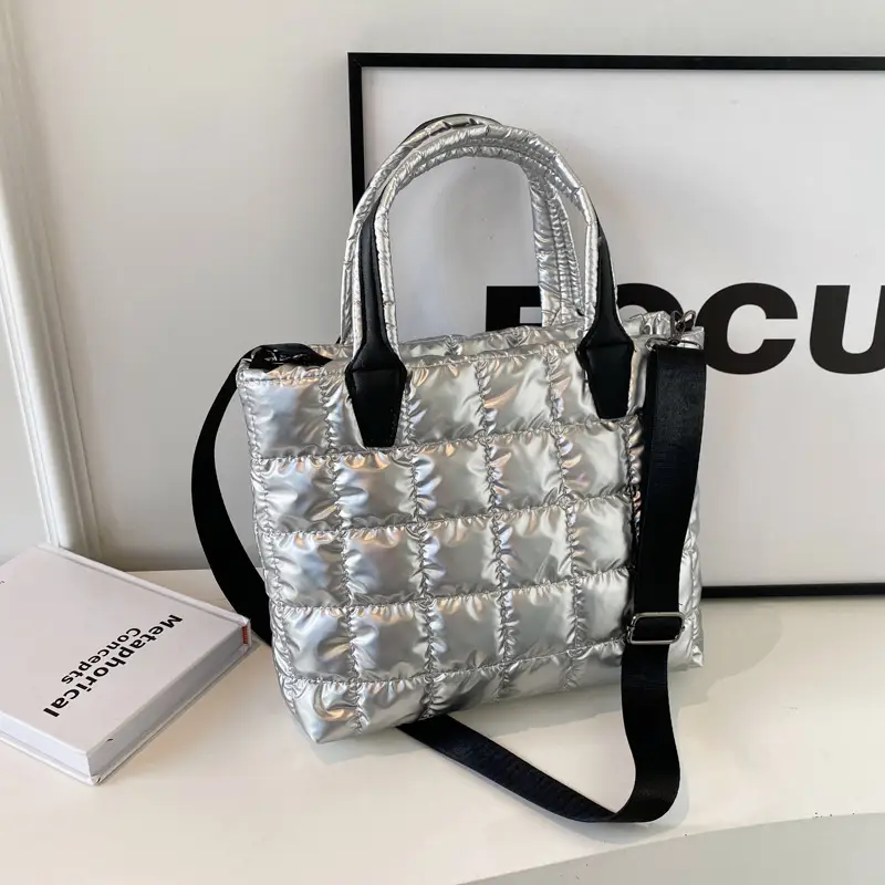 Quilted Shoulder Bag Women Rhombus Design White - Image 4