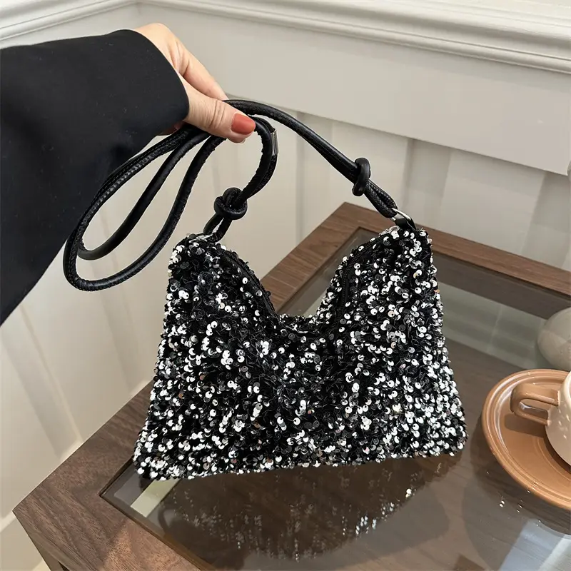 Black Sequin Shoulder Bag for Women 2024 - Image 3