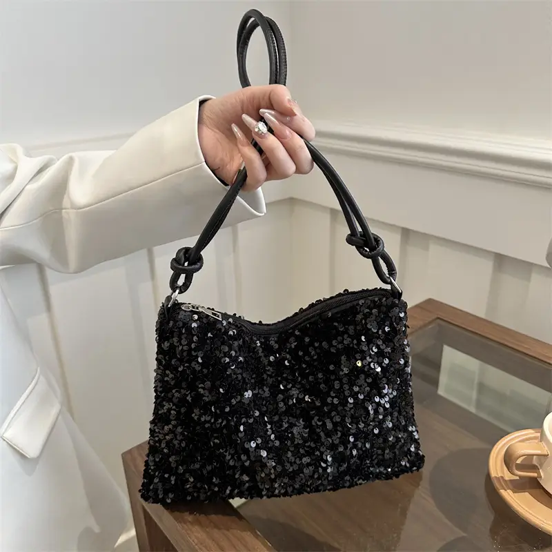 Black Sequin Shoulder Bag for Women 2024 - Image 4