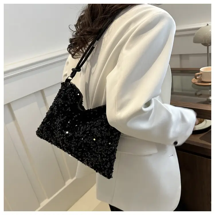 Black Sequin Shoulder Bag for Women 2024 — feature 9