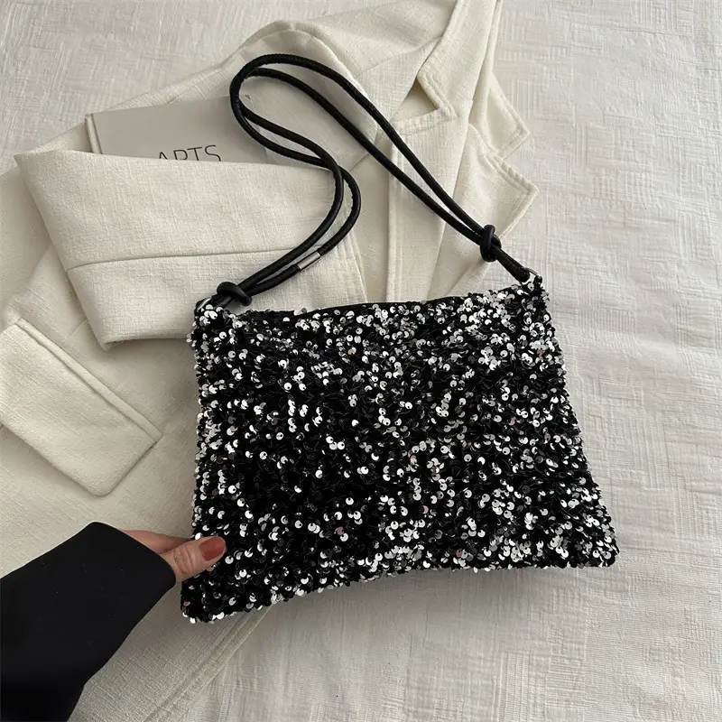 Black Sequin Shoulder Bag for Women 2024 - Image 2