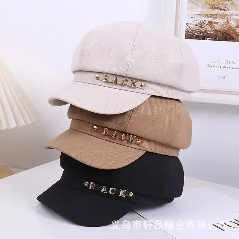 Women Korean Sun-Proof Rhinestone Cap Beige - Image 7