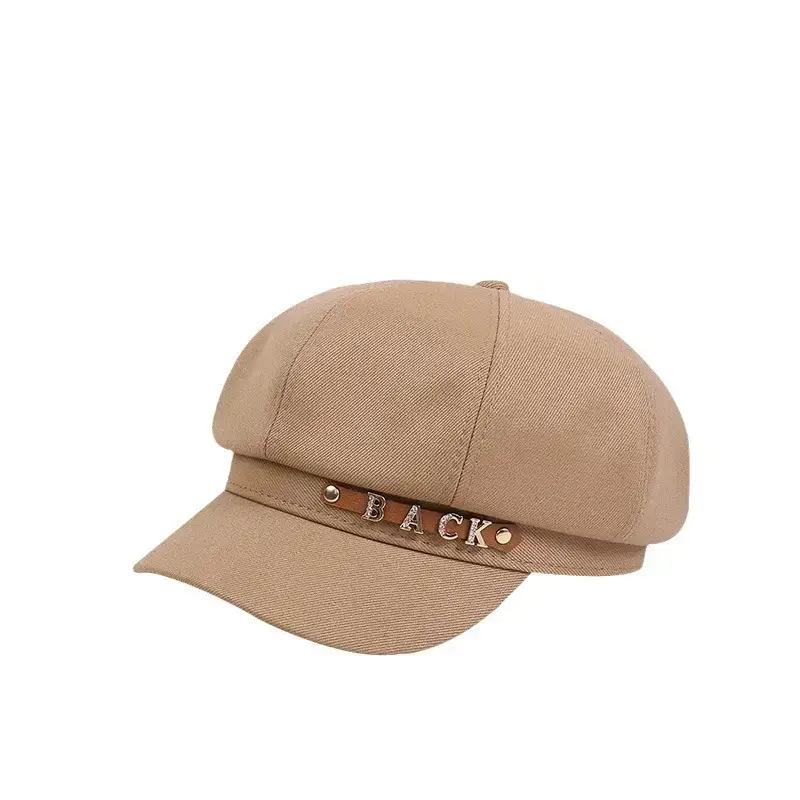 Women Korean Sun-Proof Rhinestone Cap Beige - Image 9