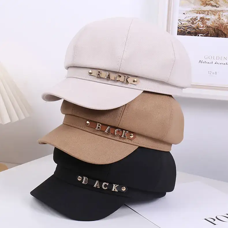 Women Korean Sun-Proof Rhinestone Cap Beige — feature 13