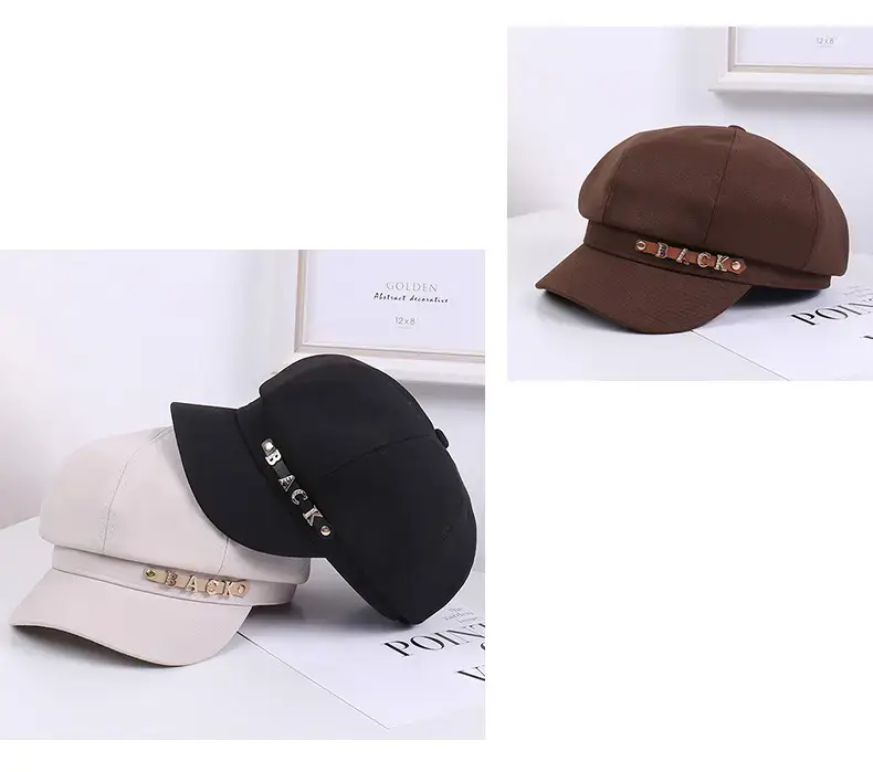 Women Korean Sun-Proof Rhinestone Cap Beige — feature 15