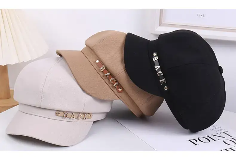 Women Korean Sun-Proof Rhinestone Cap Beige — feature 16
