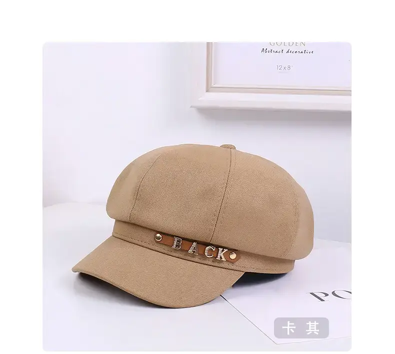 Women Korean Sun-Proof Rhinestone Cap Beige — feature 18