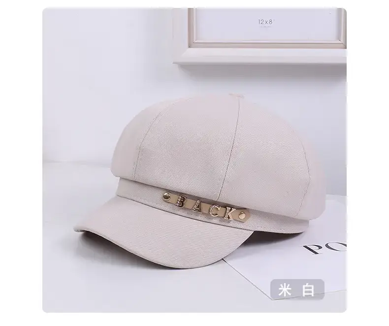 Women Korean Sun-Proof Rhinestone Cap Beige — feature 21