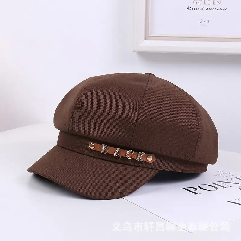 Women Korean Sun-Proof Rhinestone Cap Beige - Image 2