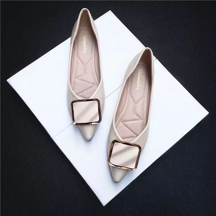 Spring new shoes all-match flat single-layer shoes for women pointed-toe Internet celebrity shallow mouth fashion cutting-edge pumps soft bottom peas shoes for women — feature 8