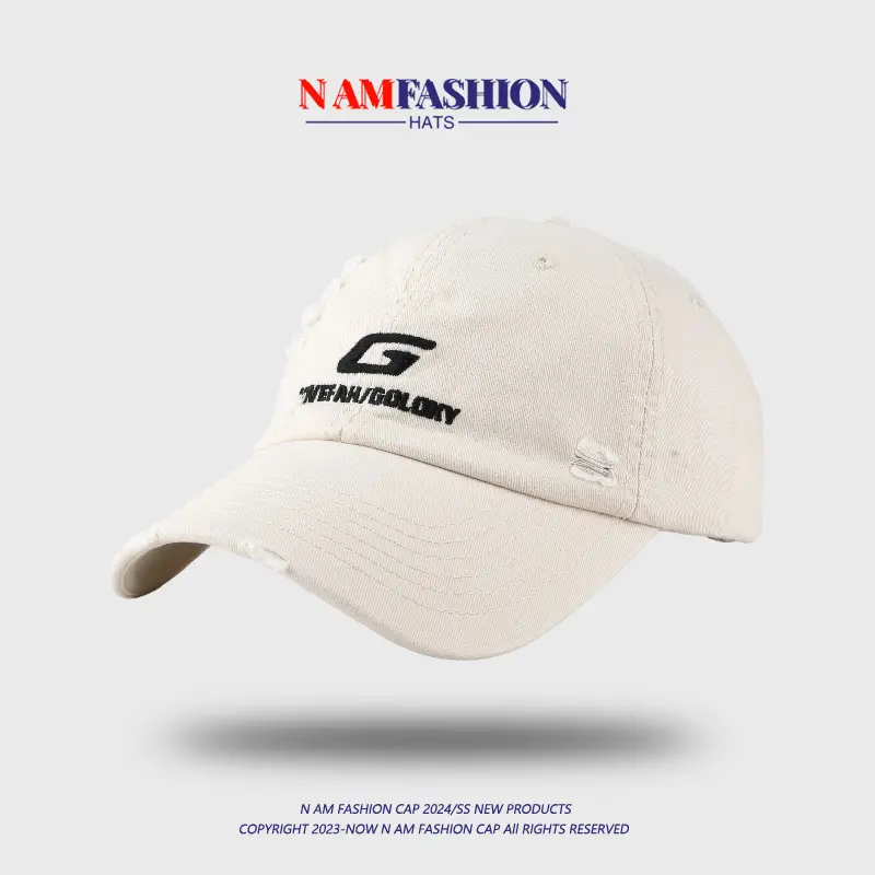 Korean Style G-Embroidered Black Baseball Cap for Women 2024