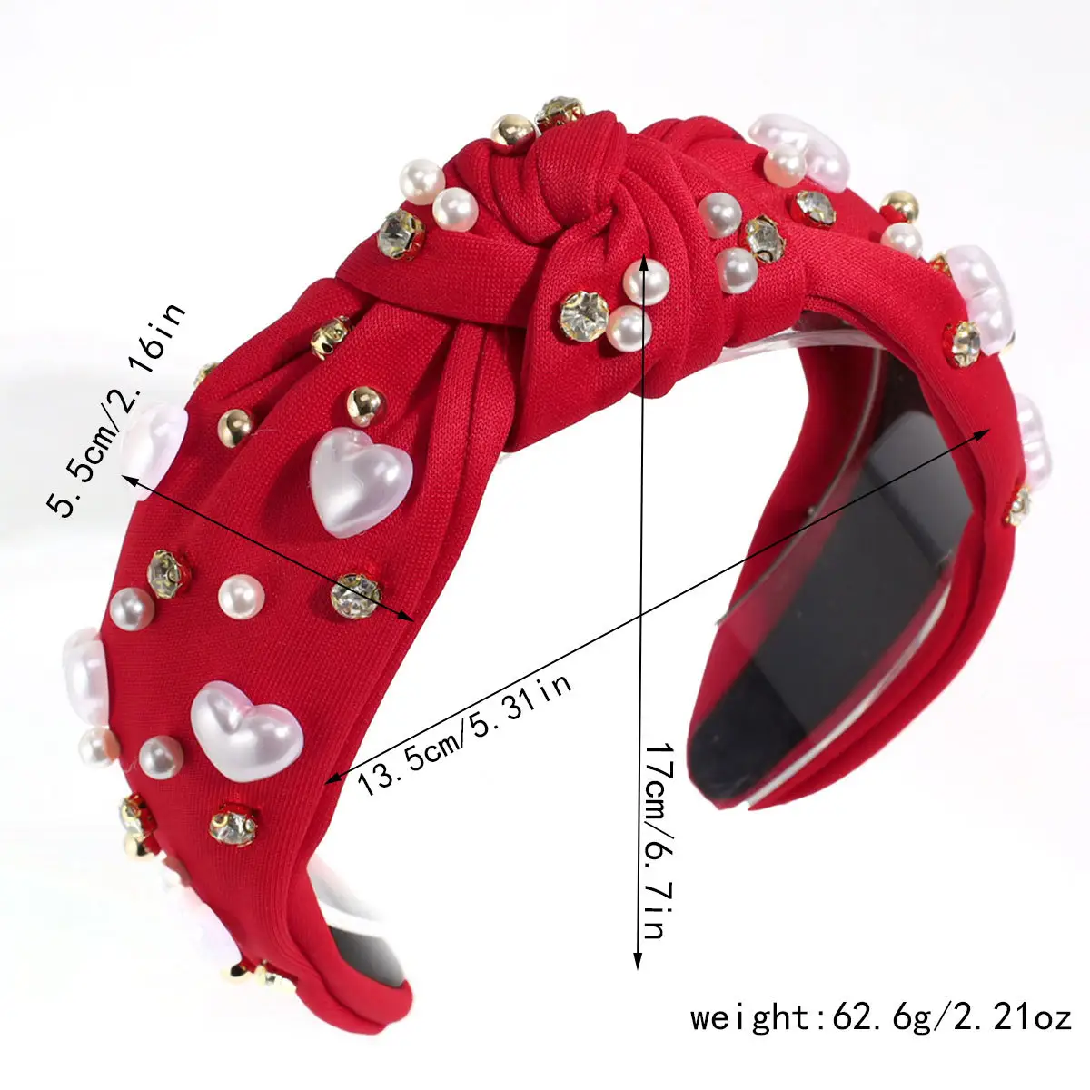 Pink Knotted Pearl Rhinestone Hair Band — feature 1