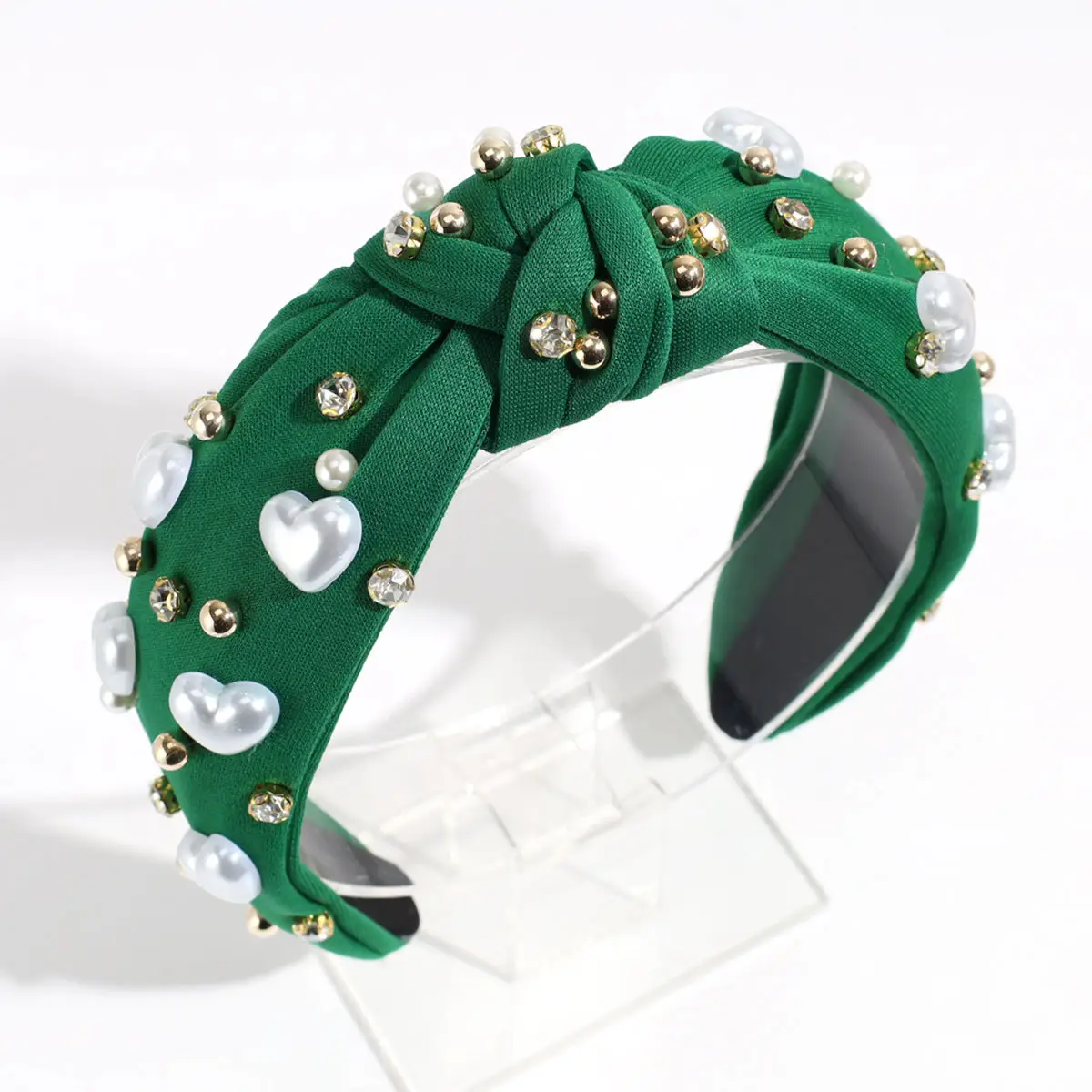 Pink Knotted Pearl Rhinestone Hair Band — feature 12