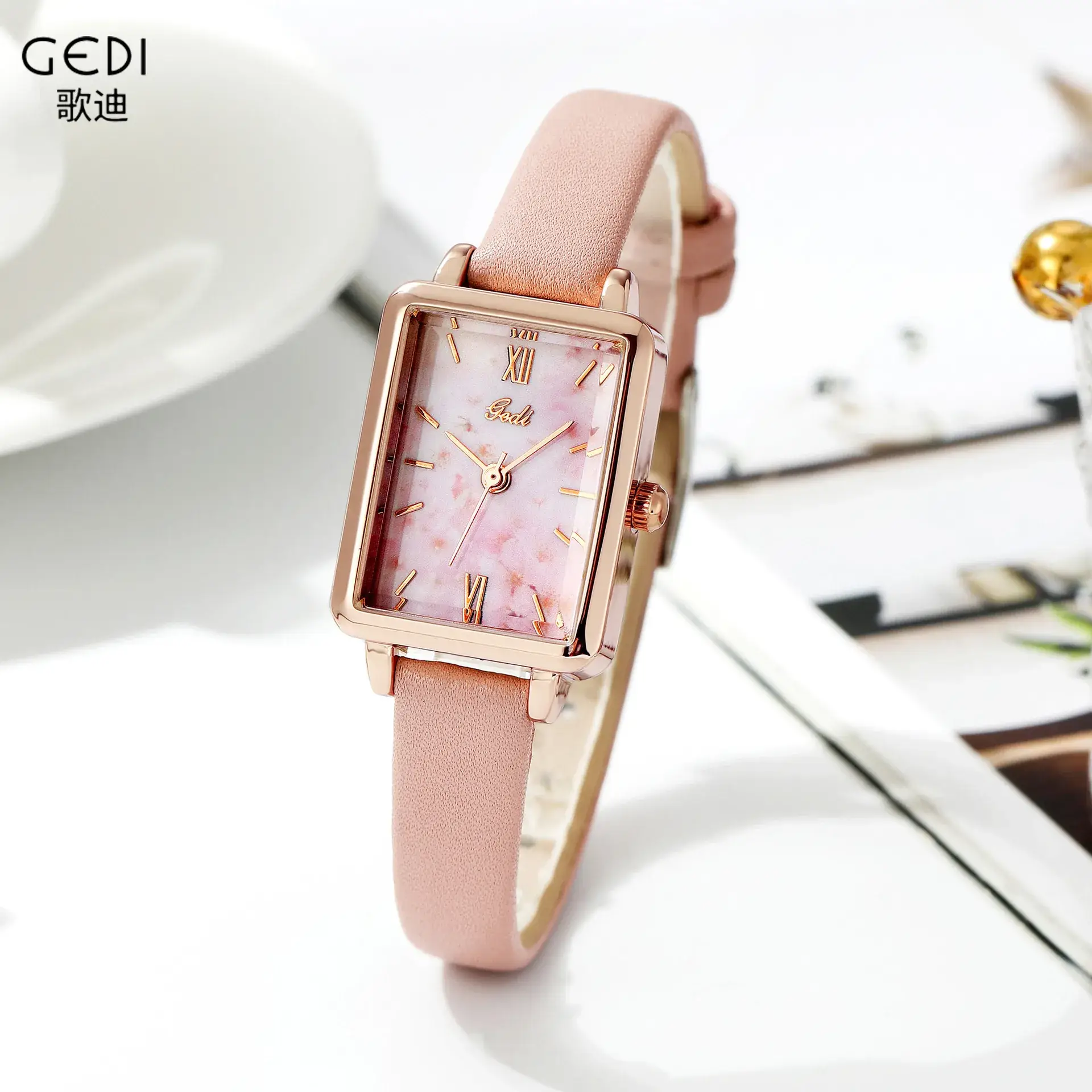 Gold Square Quartz Watch for Women - Image 4