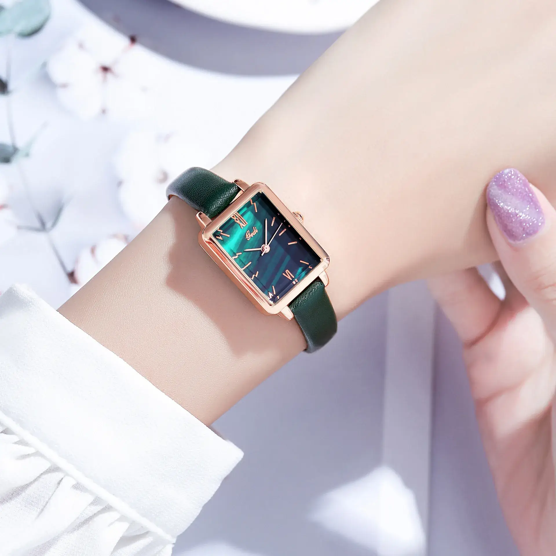 Gold Square Quartz Watch for Women - Image 2
