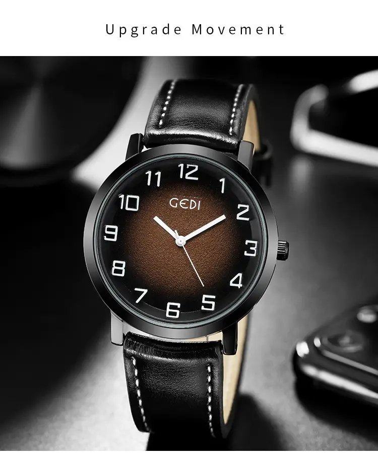 Men's Green Dial Quartz Watch with Leather Strap — feature 4