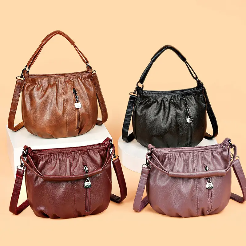 Women's Brown Pleated Shoulder Bag 2023