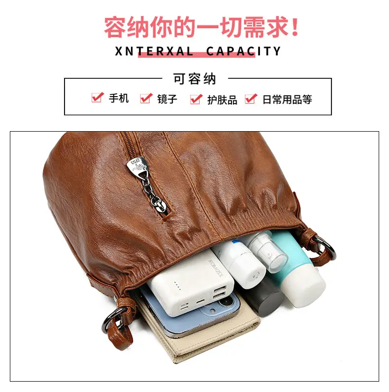 Women's Brown Pleated Shoulder Bag 2023 — feature 14