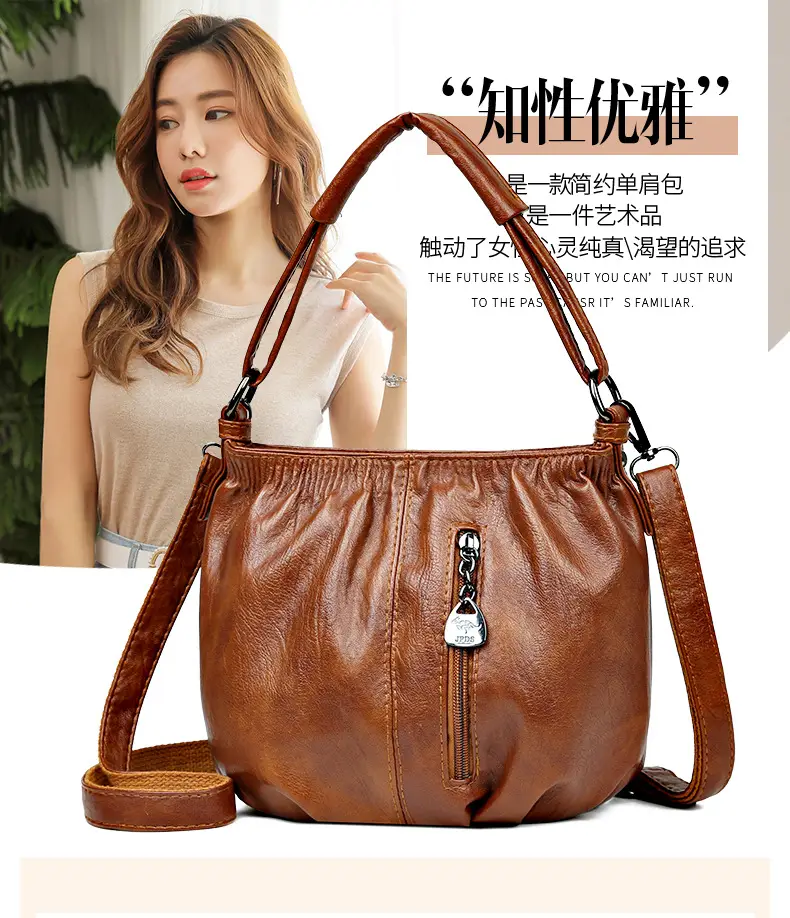Women's Brown Pleated Shoulder Bag 2023 — feature 2