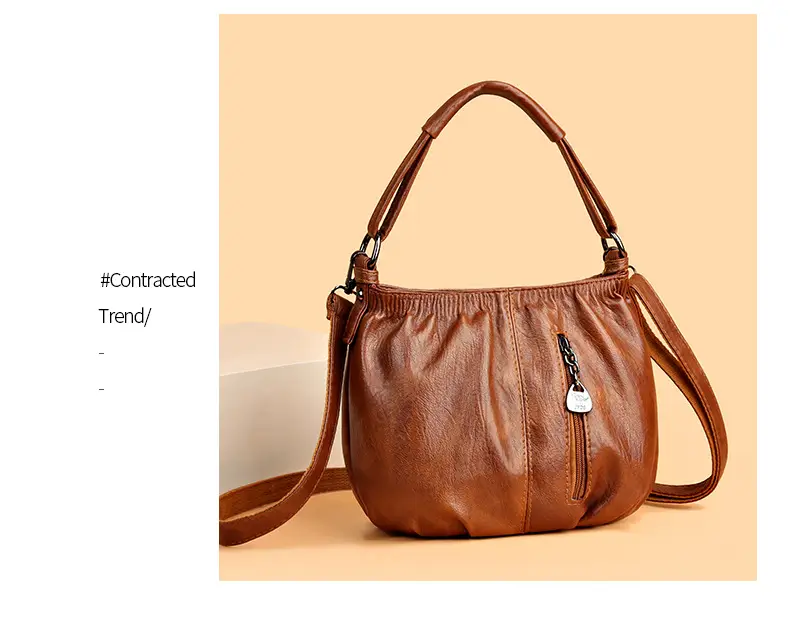 Women's Brown Pleated Shoulder Bag 2023 — feature 7