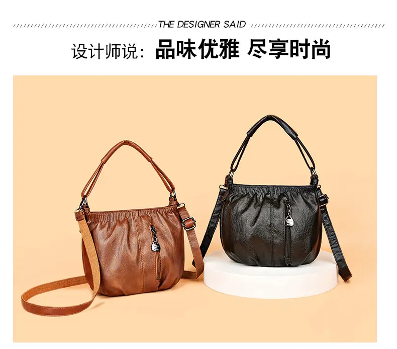 Women's Brown Pleated Shoulder Bag 2023 — feature 8