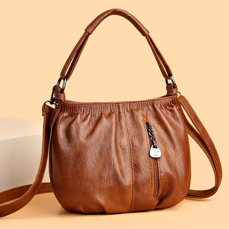 Women's Brown Pleated Shoulder Bag 2023