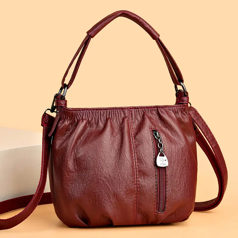 Women's Brown Pleated Shoulder Bag 2023
