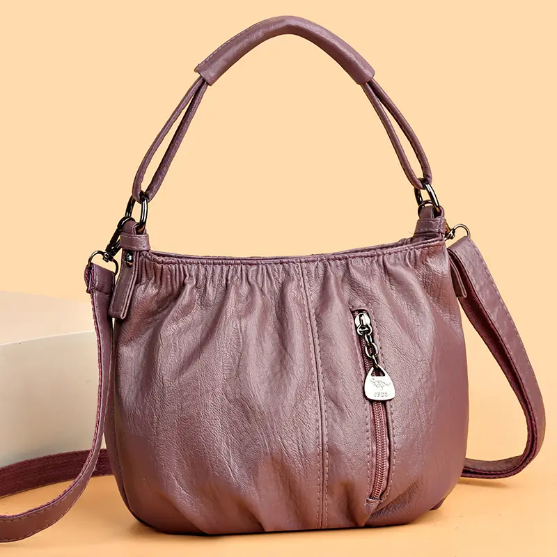 Women's Brown Pleated Shoulder Bag 2023