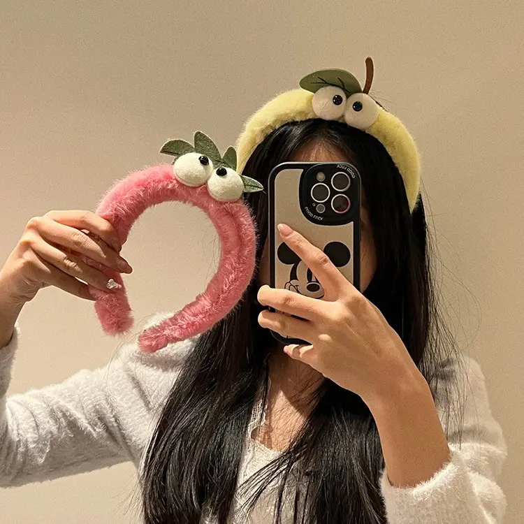 Pink Strawberry Cartoon Eye Headband for Girls