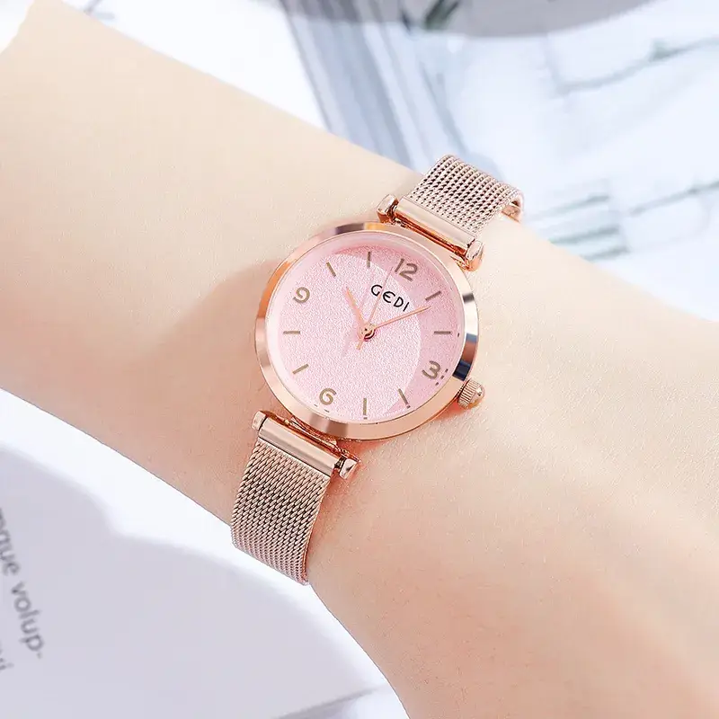 Women's Rose Gold Mesh Watch with Quartz Movement - Image 7