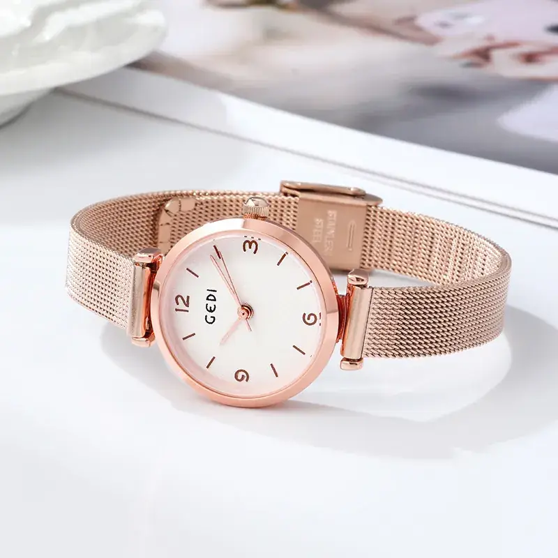 Women's Rose Gold Mesh Watch with Quartz Movement - Image 2