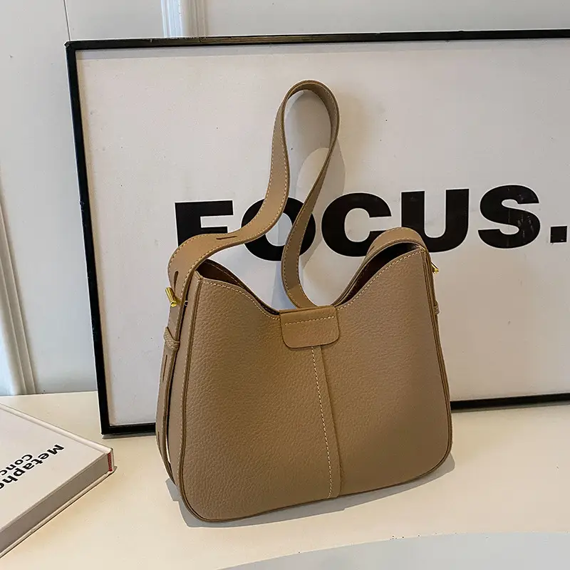 Women's Brown Leather Shoulder Bag with Long Handle - Image 3