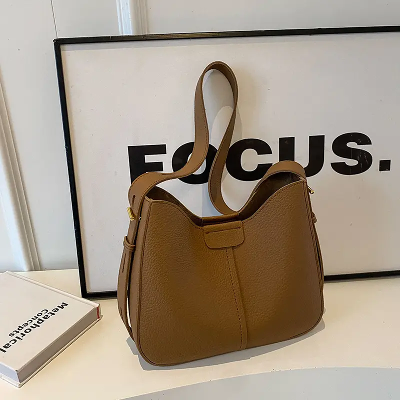 Women's Brown Leather Shoulder Bag with Long Handle - Image 2