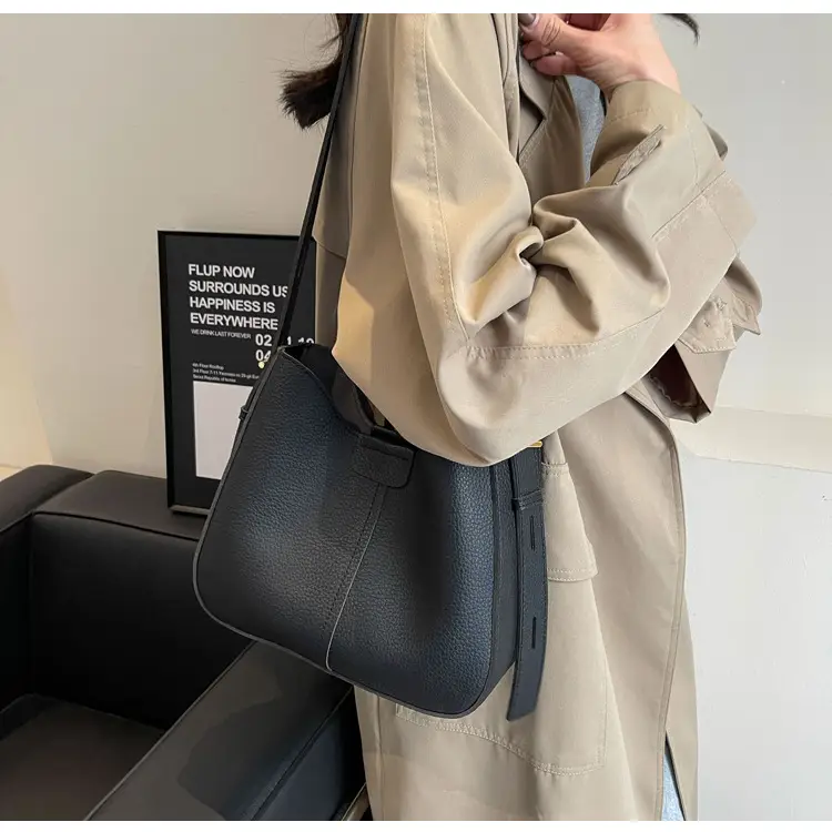 Women's Brown Leather Shoulder Bag with Long Handle — feature 15