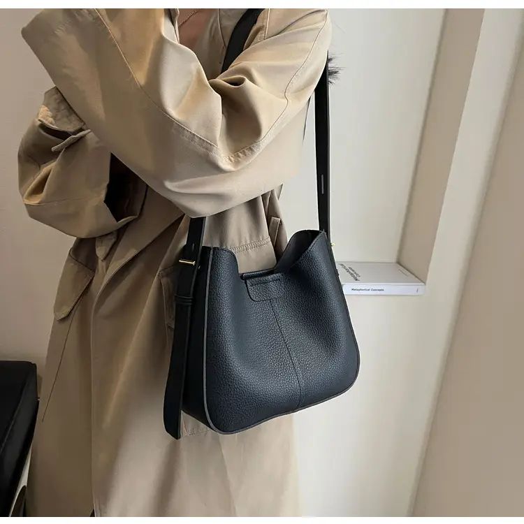 Women's Brown Leather Shoulder Bag with Long Handle — feature 16