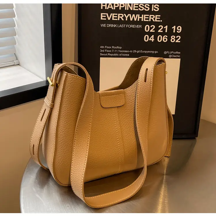 Women's Brown Leather Shoulder Bag with Long Handle — feature 22