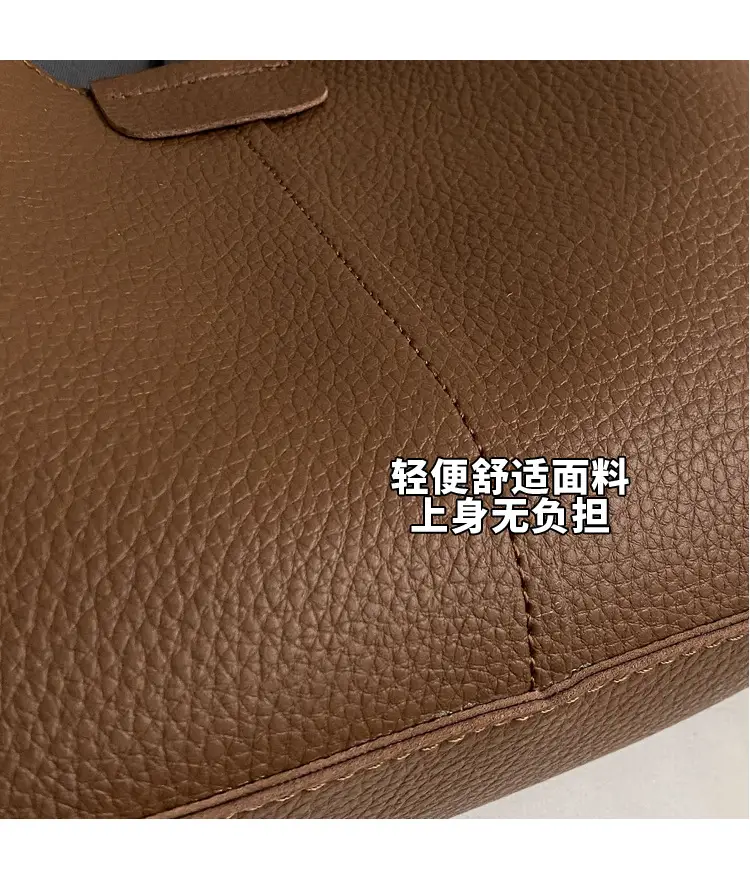 Women's Brown Leather Shoulder Bag with Long Handle — feature 5