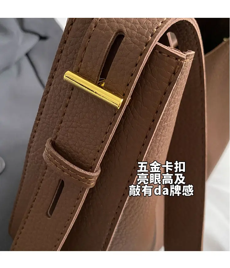 Women's Brown Leather Shoulder Bag with Long Handle — feature 6