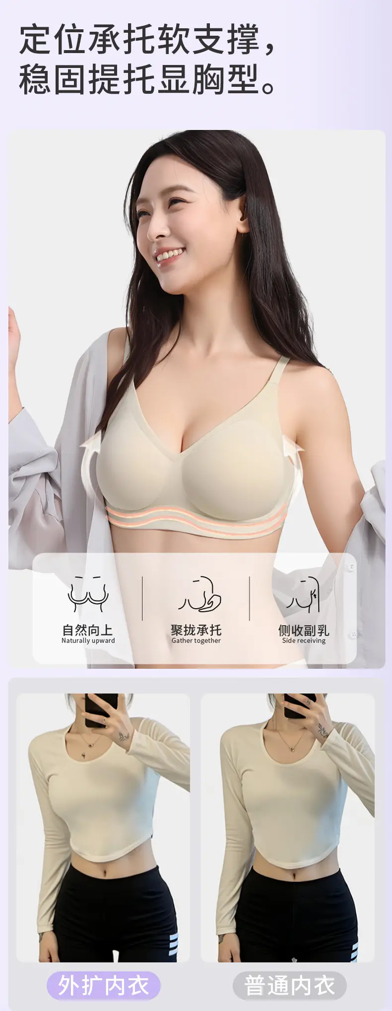 Big Orange Secret Expanded Underwear Women's Factory Wholesale Underwear Summer Thin Women's Push up Small Breasts Show Big Seamless Bra — feature 7