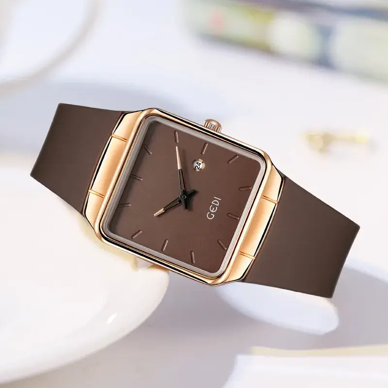 Women's Gedi Silicone Quartz Watch with Large Plate & Calendar