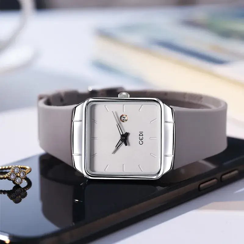 Women's Gedi Silicone Quartz Watch with Large Plate & Calendar