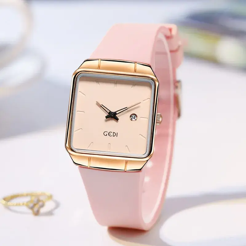 Women's Gedi Silicone Quartz Watch with Large Plate & Calendar