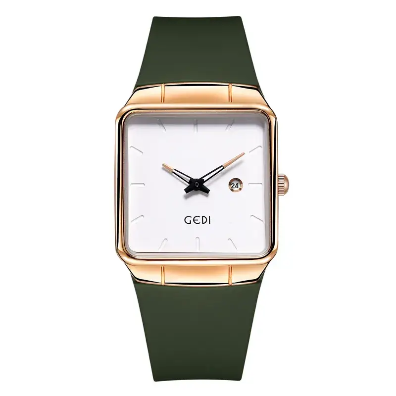 Women's Gedi Silicone Quartz Watch with Large Plate & Calendar