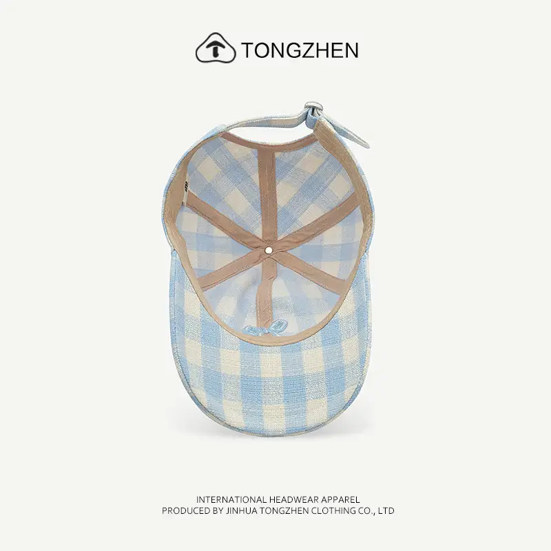 Women's Pink Plaid Embroidered Baseball Cap - Image 8